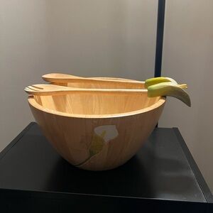 Floral Salad Bowl w/ Floral Utensils